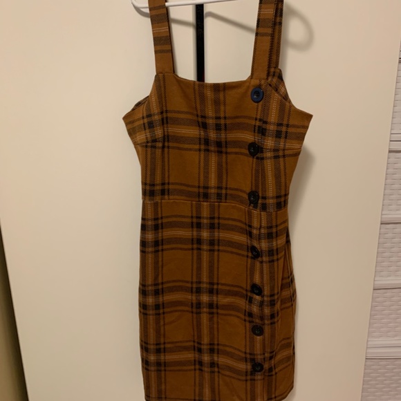 Taupe and Brown Plaid Dress for Women - Picture 2 of 5